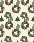 Green Wreath Red Berry Evergreen Tree Rug
