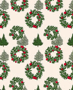 Green Wreath Red Berry Evergreen Tree Rug