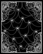 Spooky Black White Spiderweb Swirl Rug