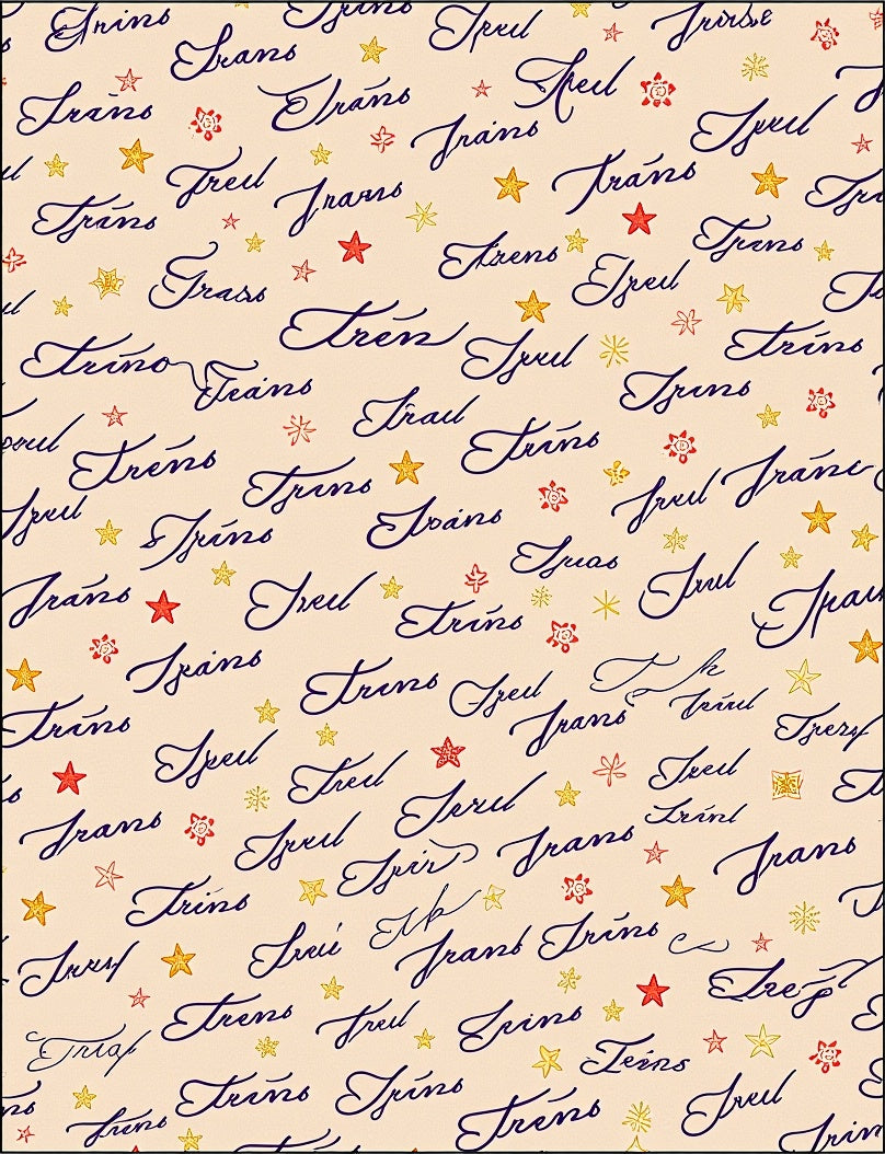 Scripted Star Navy Calligraphy Rug