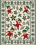Festive Elves Red Green Cream Border Rug
