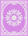 Ornate Lilac Floral Medallion Frame Rug