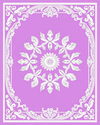 Ornate Lilac Floral Medallion Frame Rug