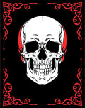 Gothic Red Border Skull Rug
