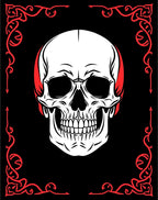 Gothic Red Border Skull Rug