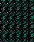 Teal and White Leafy Bush Motif Rug