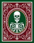 Skeleton Portrait Medallion Burgundy Green Rug