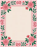 Pink Crimson Floral Garden Border Rug
