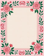 Pink Crimson Floral Garden Border Rug