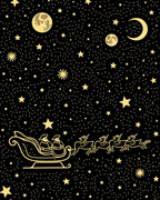 Golden Starry Night Sleigh Ride Rug