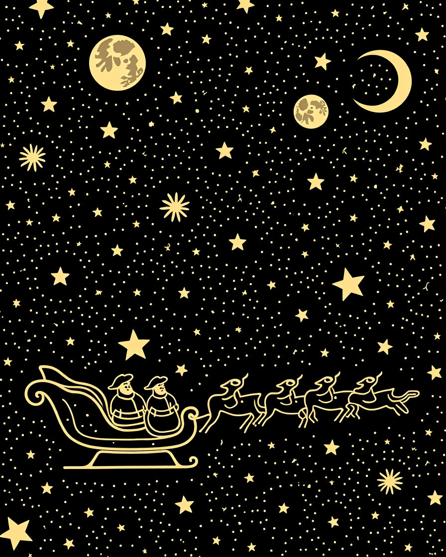Golden Starry Night Sleigh Ride Rug