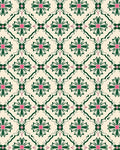 Cream Green Pink Floral Medallion Rug