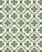Cream Green Pink Floral Medallion Rug