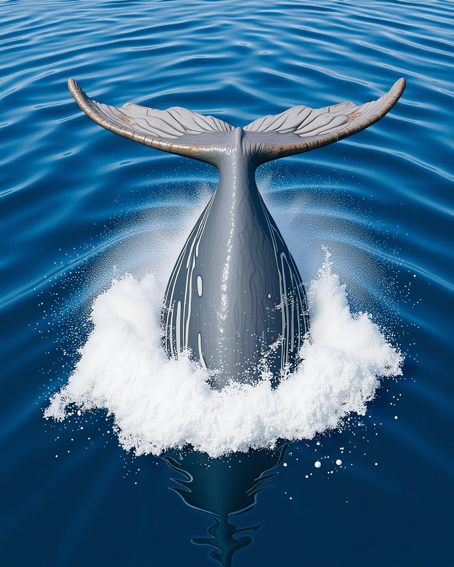 Deep Blue Whale Tail Splash Rug