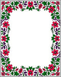 Crimson Floral Green Vine Border Rug