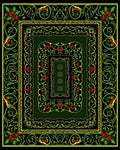 Ornate Green Floral Vine Medallion Rug