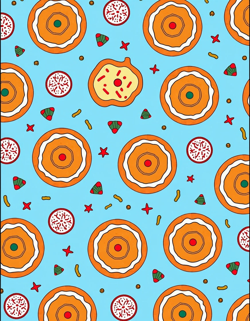 Whimsical Orange Donut Sprinkle Burst Rug