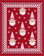 Red Gnome Snowflakes Festive Border Rug
