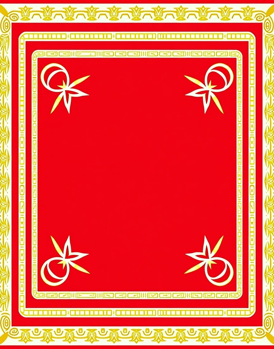 Red and Gold Egyptian Ankh Frame Rug
