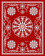 Bold Red White Floral Medallion Rug