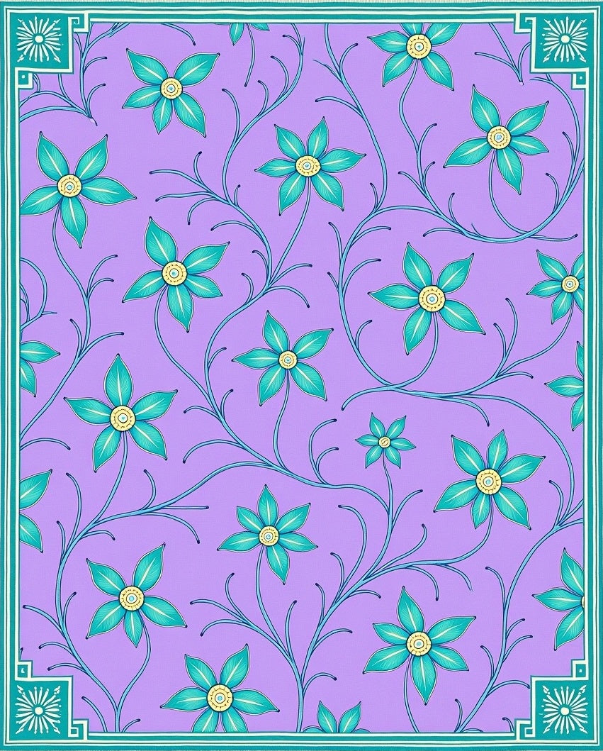 Lilac Floral Vine Whimsical Rug