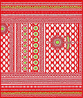 Red White Sunburst Medallion Stripes Rug