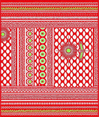 Red White Sunburst Medallion Stripes Rug