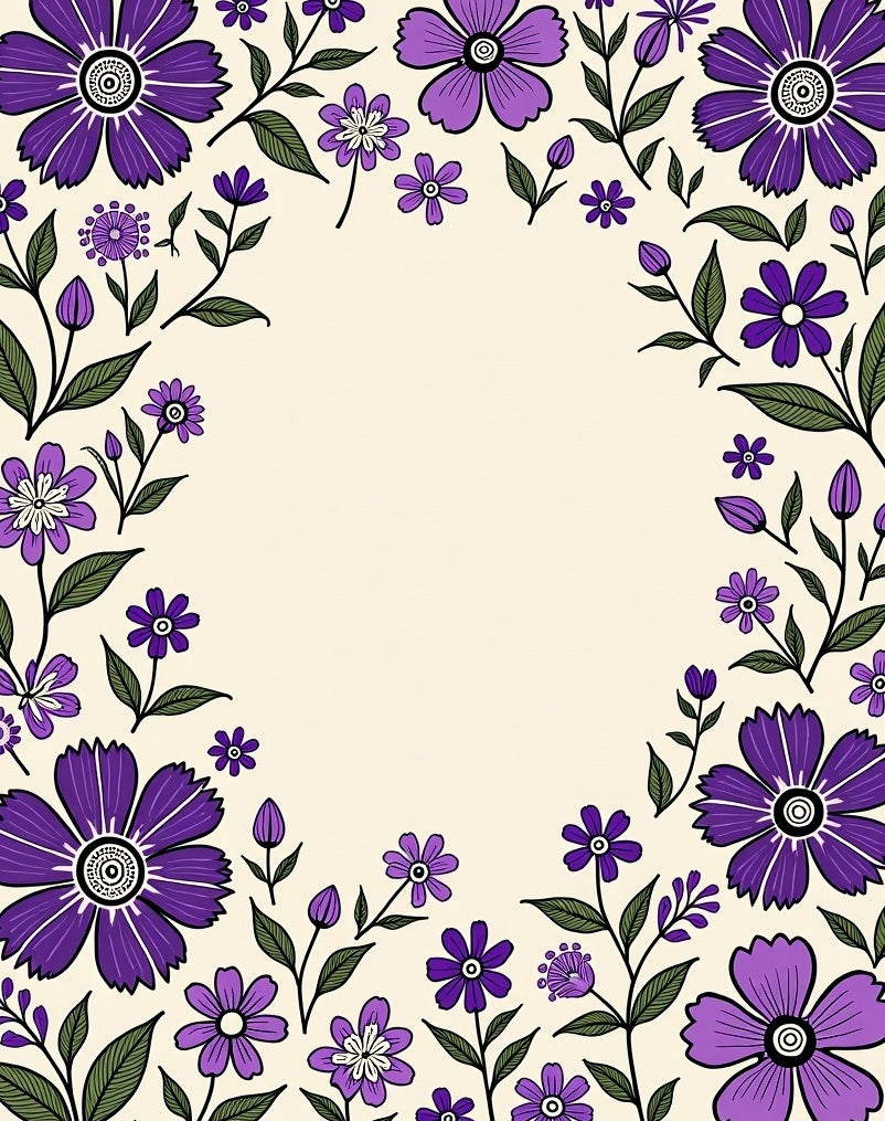 Whimsical Purple Floral Garland Rug