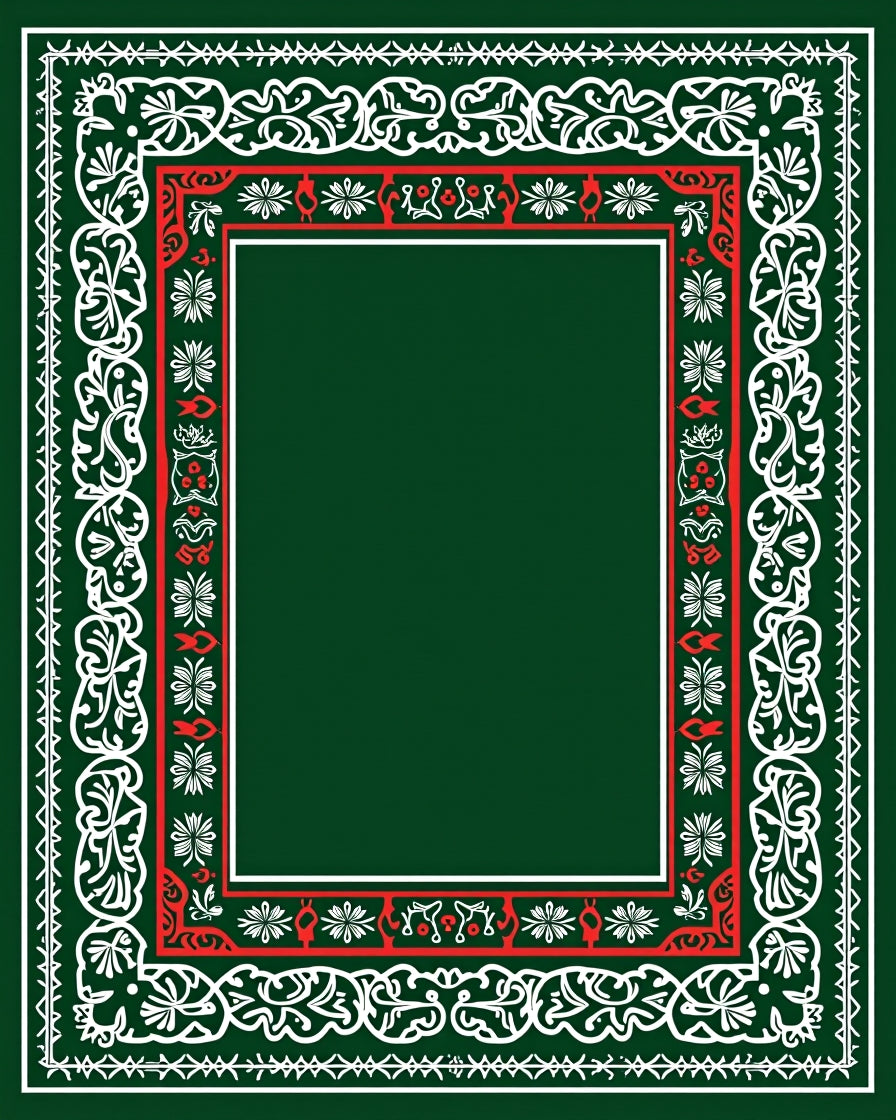 Classic Red White Emerald Border Rug