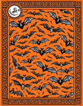 Halloween Orange Black Flying Bats Rug
