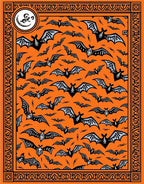 Halloween Orange Black Flying Bats Rug