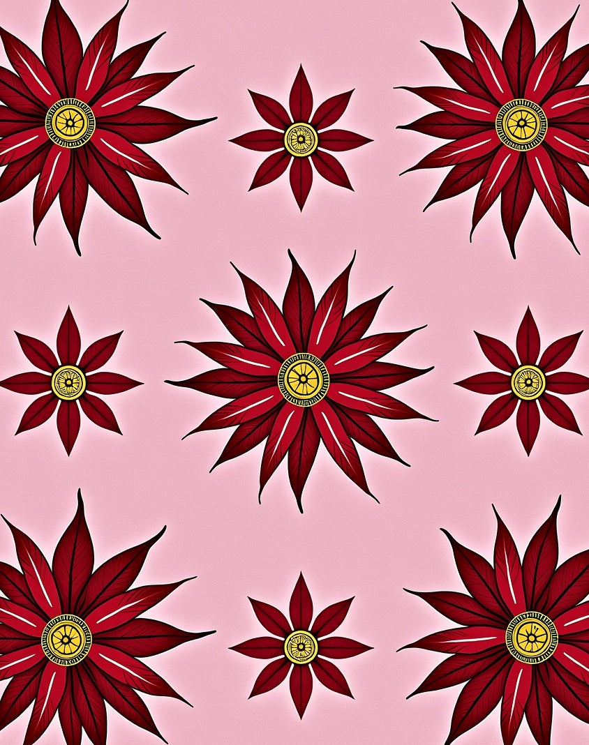 Crimson Leafy Flower Medallion Rug