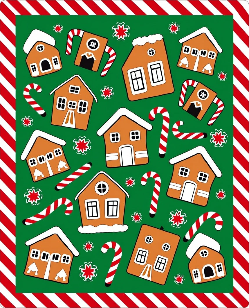 Gingerbread Houses Candy Cane Array Rug