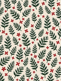 Green Pine Sprigs Red Blossoms Rug