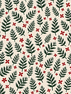 Green Pine Sprigs Red Blossoms Rug