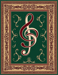 Elegant Burgundy Treble Clef Emerald Border Rug
