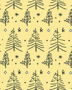 Line Art Trees and Stars on Yellow Rug
