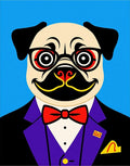 Dapper Pug Portrait Turquoise Background Rug