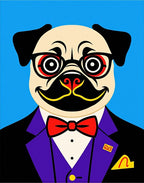 Dapper Pug Portrait Turquoise Background Rug