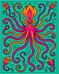 Bold Pink Octopus Teal Swirl Rug