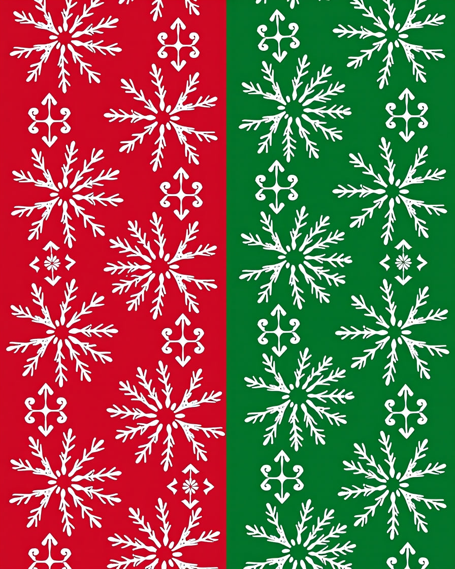 Red Green Snowflake Holiday Rug