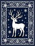 White Stag Winter Snowflakes Border Rug