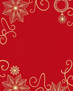 Crimson Gold Floral Ornament Swirls Rug