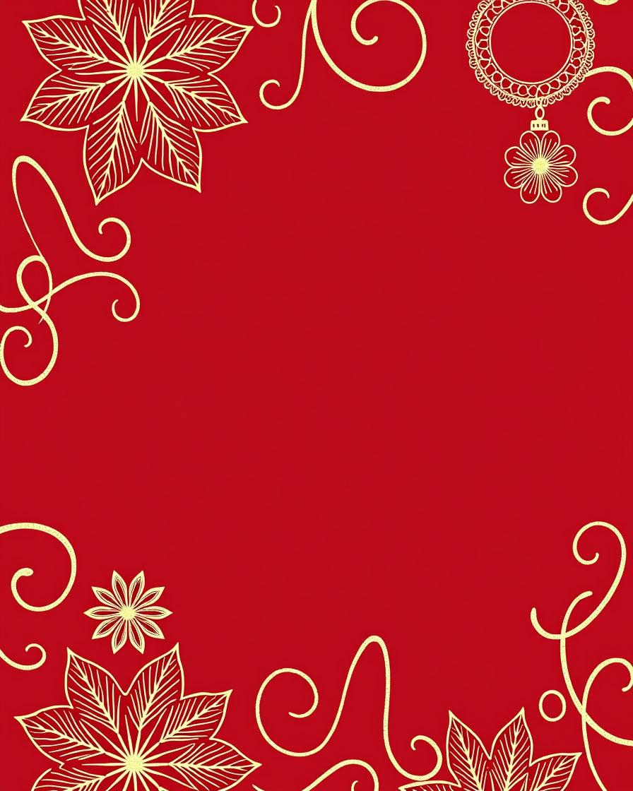 Crimson Gold Floral Ornament Swirls Rug