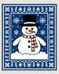 Blue Snowman Snowflake Border Rug