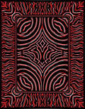 Bold Red Striped Organic Abstraction Rug