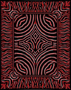 Bold Red Striped Organic Abstraction Rug