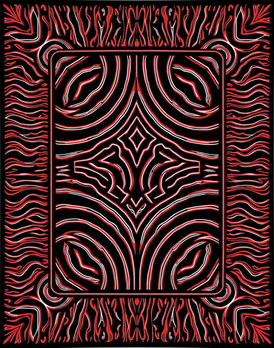 Bold Red Striped Organic Abstraction Rug