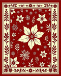 Deep Red Cream Floral Garden Medallion Rug