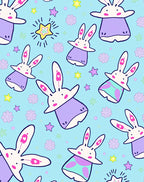 Whimsical Bunny Stars Floral Shower Rug